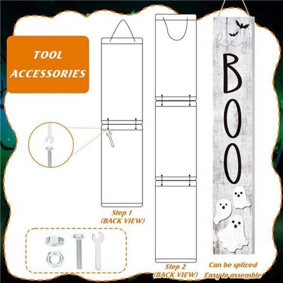 Halloween Boo Porch Sign 47" Outdoor Boo Sign for Front Porch - Picture 4 of 7